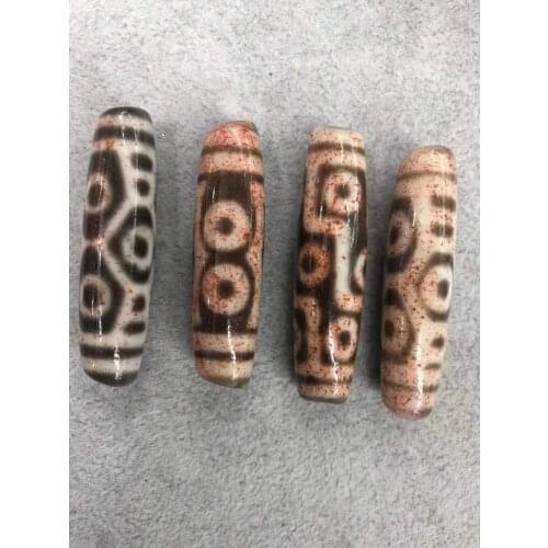 Natural Agate Dzi Bead Five Eyes Two Eyes Horseshoe Pattern Cinnabar Point Tibetan Loose Jewelry Accessories Retro DIY Material