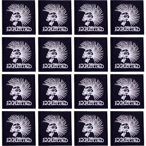 Black And White Rock Stripes Embroidery Patches For Clothing DIY Iron On Patches On Clothes Punk Skull Hippie Patch Letter Patch