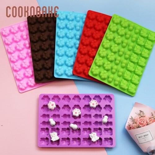 COOKNBAKE mini gummy mold silicone candy chocolate form cat paw shape cake decorating tool ice tray with dropper