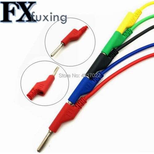 1pcs Double Ended Stackable 4MM Banana Plug Male Jack high Voltage Silicone Wire Multimeter Test Cable Lead Cord 1M Banana Jack