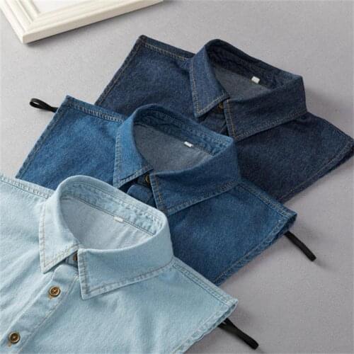 Denim Detachable Collars L, XL, XXL for Man Women Fake Collar Blue Classic Jeans Shirt Neckwear Large All Matching Adult Unisex