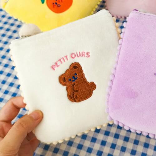 Flannel Korea Girls Coin Purse Women Sanitary Napkin Bag Card Case Female Clear Tampon Storage Holder Money Bag Kids Purses