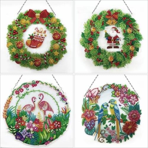 HUACAN Diamond Painting Wreath Circle Diamond Mosaic Special Shaped Diamond Embroidery Kit Cross Stitch Door Home Wall Decor