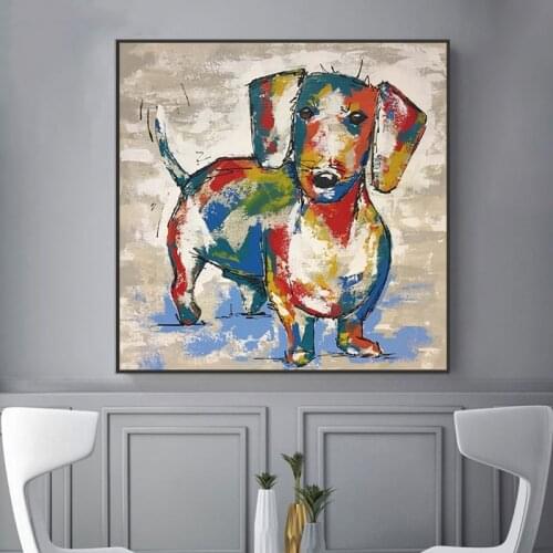 Dachshund Graffiti Art Canvas Paintings Abstract Dog Posters and Prints Wall Art Pictures for Living Room Cuadros Home Decor