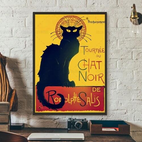 Le Chat Noir The Black Cat Poster By Theophile Alexandre Steinlen Canvas Painting Famous Wall Art Decoration