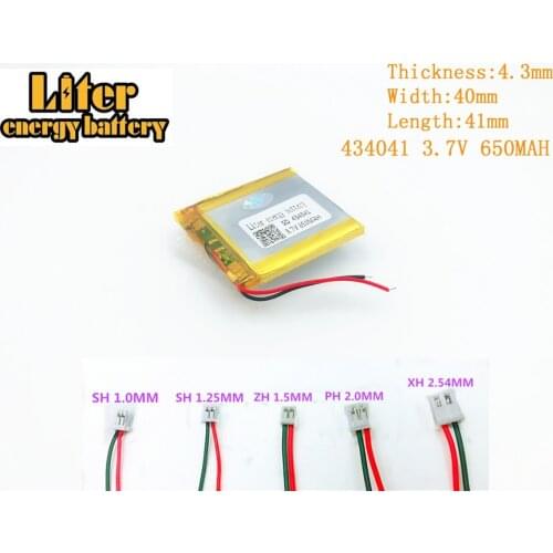 3.7 V 434041 650mah lithium polymer battery FOR 3.7V 650MAH 434041 PLUG vehicle traveling data recorder LED rechargeable battery