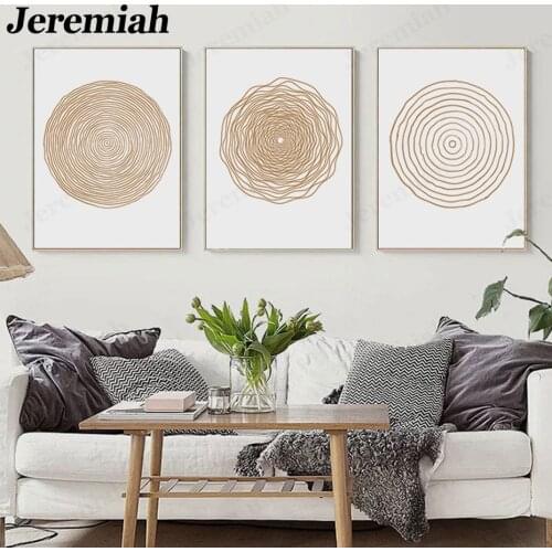Minimalist Abstract Round Canvas Poster Boho Geometric Picture Print Living Room Decoration Without Frame