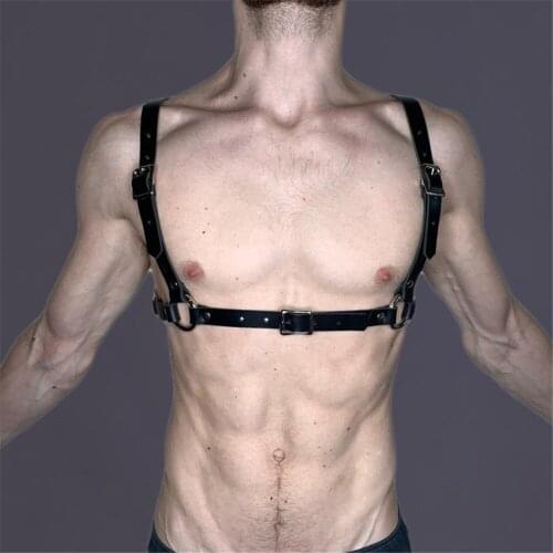Fashion Male Leather Lingerie Sexual Chest Harness Men Adjustable Rave Gay Clothing BDSM Fetish Body Harness Belt Strap for Sex