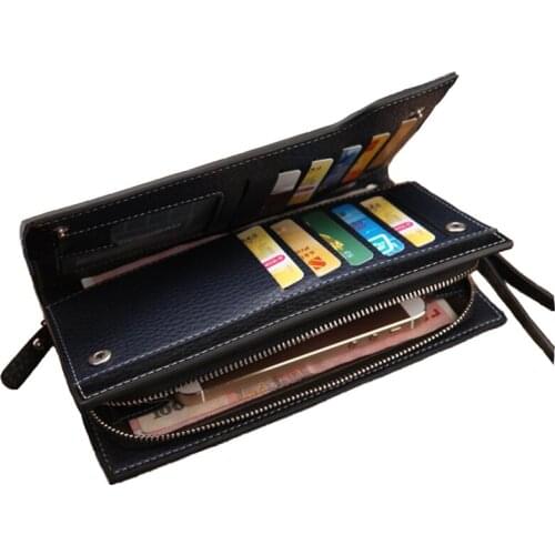 Under Nineteen 2019 Fashion Purse For Men Card holder Leather Wallet men Long Design Quality Zipper Multi-function Coin Purse