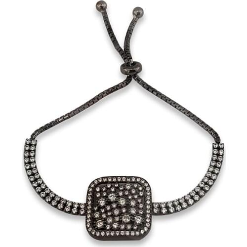 New Boho Styles Trendy Baguette Shiny Crystal Fashion Fashion Statement Adjustable Bracelet For Women Wedding Jewelry Wholesale