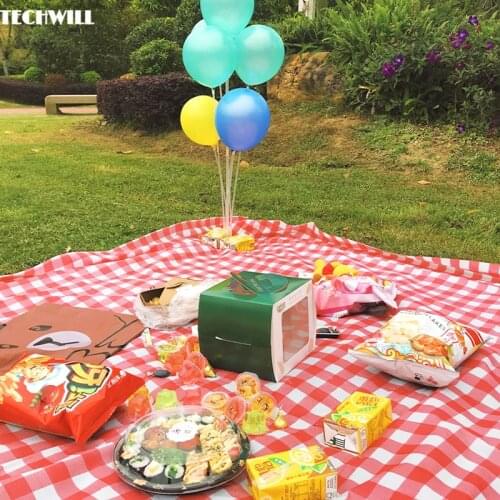 Disposable Picnic Mat Camping Table Cloth 10 Pieces/Pack Outdoor 200*200cm Plaid Plastic Mat Party Barbecue Tableware Beach Mat