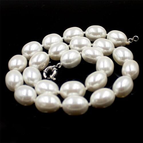 Free Shipping 12x15mm White South Sea Shell Pearl Beads Knot GP Clasp Necklace 18"