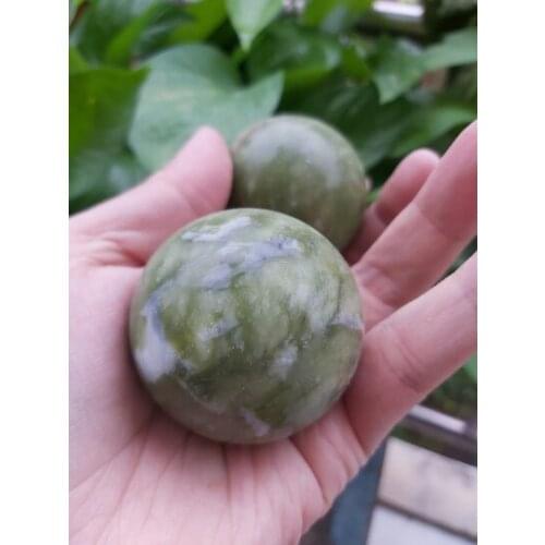 Pair (two pieces Natural Jade rock ball jade egg type energy stone ball massage massager hand massager Active Restock requests