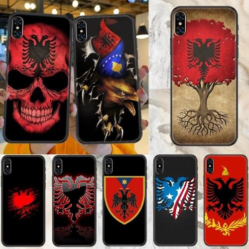 Albania flag Phone Case Cover Hull For iphone 5 5s se 2 6 6s 7 8 12 mini plus X XS XR 11 PRO MAX black soft hoesjes fashion