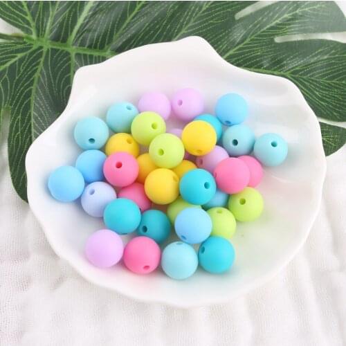 Bite Bites Food GradeSilicone Beads 12mm 40pc/set Can Choose Color DIY Nursing Necklace For Mom BPA Free Silicone Baby Teether