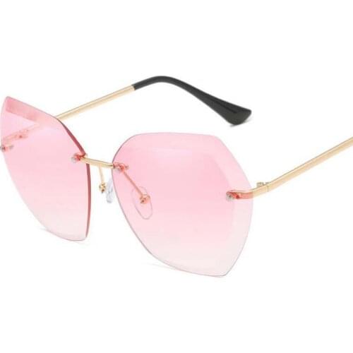 Rimless Sunglasses Women Fashion Vintage Brand Designer Metal Frame Oversized Sun Glasses Female Eyeglasses UV400