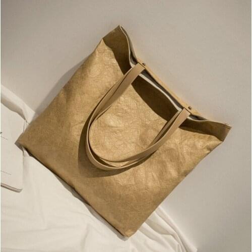 Tote Bag Designer Shoulder Bag Female Underarm Handbag Purse Rivet Women Bag Fashion 2021 New Washed kraft Paper High Capacity