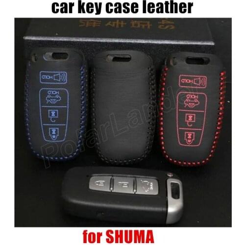 Only Red car key case Hand sewing car styling genuine quality leather car key cover DIY fit for KIA SHUMA new fashionable