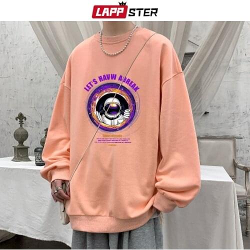 LAPPSTER Men Kawaii Colorful Oversized Hoodie 2021 Mens Japanese Streetwear Hooded Hoodies Man Vintage Black Hip Hop Sweatshirts