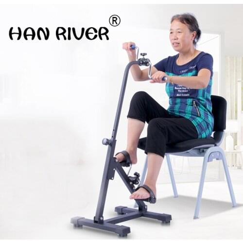 Onset of exercise rehabilitation old man hands stroke hemiplegia training equipment machine walker bicycle massage