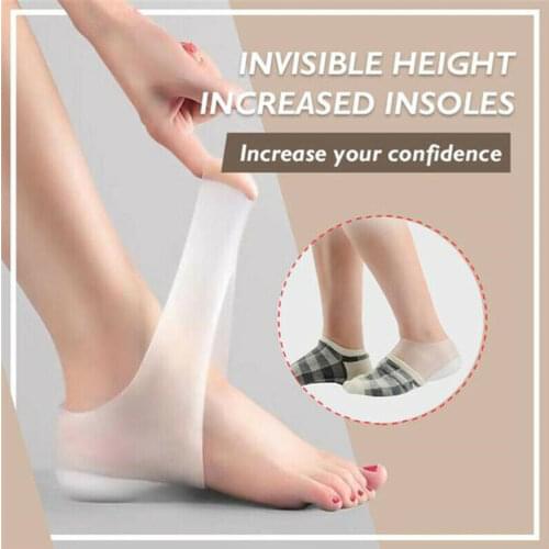 Unisex Invisible Height Lifting Increase Socks Heel Pad Silicone Insoles Cushion Dress In Cracked Foot Skin Care Tool