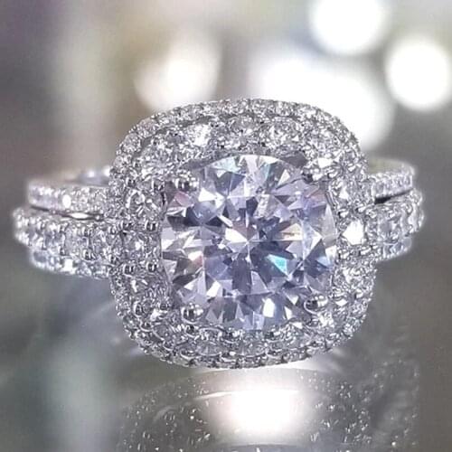 YSDLJG Fashion Classic and Simple Design Wedding Rings for Women White Zirconia Timeless Style Engagement Jewelry 3Pcs/Sets Ring