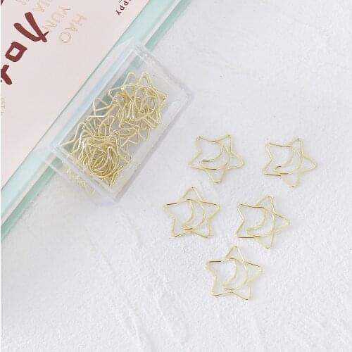 Gold Star Moon Paper Clip Cute Modeling Bookmark Exquisite Gift Office Stationery Paper Clip Paper Clips Office Accessories