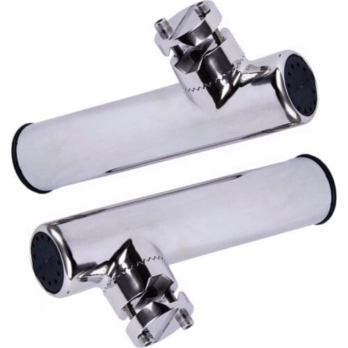 Hot-2Pcs Boat Stainless Steel Clamp On Fishing Rod Holder Rails 7/8 Inch To 1 Inch Tube Ship Stainless Steel Rod Frame Adjustabl
