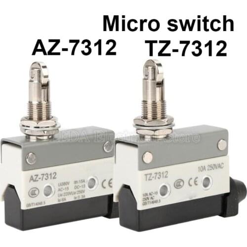 1Pcs AZ-7312/TZ-7312 10A 250VAC 15A 380VAC Horizontal Limit Microswitch Small Dust Proof Key Micro Switch