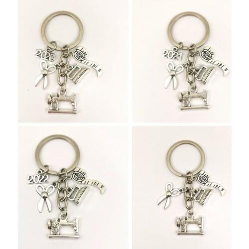 1pcs Sewing machine keychain, scissors and tape measure seamstress keychain, tailored keychain, friends fashion Jewellery gift