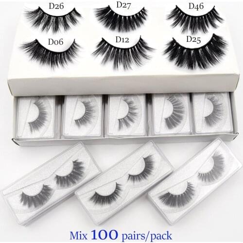 100pairs/pack visofree 3D Faux mink eyelashes makeup natural fake eyelashes wholesale mink lashes bulk maquillaje faux cils