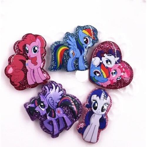 100PCS Wholesale Mix Cartoon My Little Poni Animal Horse Icon Resin Flat Back Trinket Accessories For DIY Jewelry Hair Decor