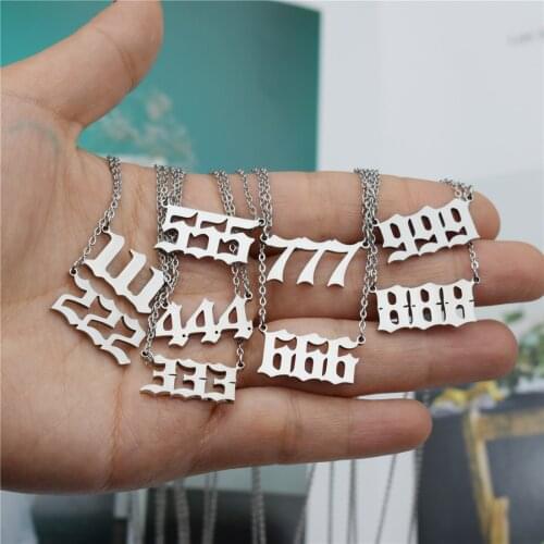 111 222 333 444 555 777 888 999 666 Stainless Steel Angel Number Necklaces Pendant Charms Devil Necklace Minimalist Jewelry