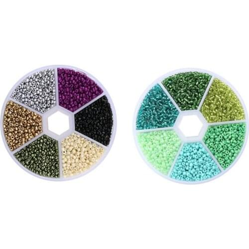 2Set 2Mm Glass Seed Beads Pendant Crystal Gasket Glass Beads For Jewelry Making DIY Handmade Accessories, Green & Dark