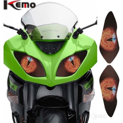 For kawasaki ZX-6R 636 09-18 Motorcycle Accessries 3D Front Fairing Headlight Sticker Guard Head light Stickers decorative