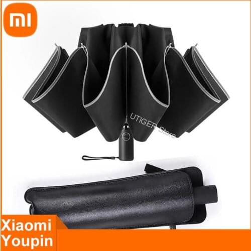 Xiaomi Automatic Umbrella Reverse Folding Business Umbrella With Reflective Strips Umbrellas Rain For Men Women Windproof