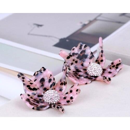 CSxjd luxury Resin lily flower Clip Earrings Women earrings jewellery
