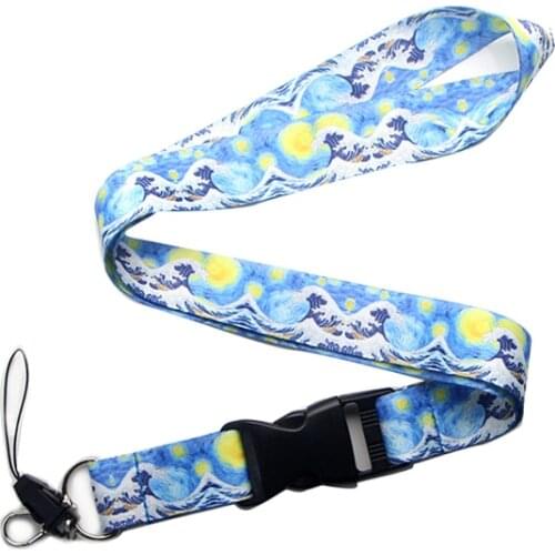 JF577 Starry Sky Art Keychain Lanyards Badge Id Holder ID Card Pass Mobile Phone USB Neck Straps Badge Holder Key Strap