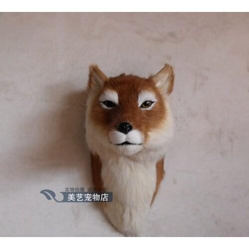 Simulation cute fox head 20x48x40cm toy model polyethylene&furs fox model home decoration props ,model gift d163