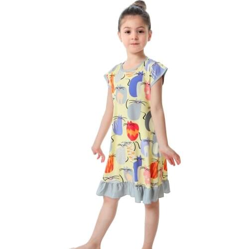Fashion Baby Girls Dress Cartoon Cat Print Dresses Clothes Kids Summer Princess Dress Children Party Pageant Dress Outfit