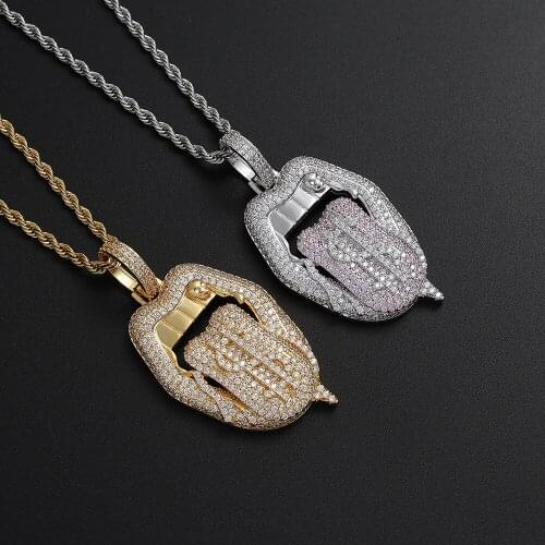 Mens Pendant Green Tongue Animal Scorpion Virgin Mary Hip Hop Pendant Cubic Zirconia Hip Hop Jewelry