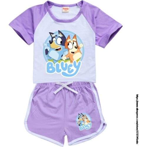 Boys Girls 2021 Boys Girls Toddler Girl Summer Clothes , New Childrens bingo bluey Sets Are In Vogue With 3D Printed Cartoons