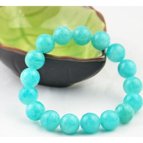 Wholesale 11mm Round Bead Jewelry Bracelets For Women Genuine Mozambique Charm Stretch Amazonite Gems Natural Stone Bracelet