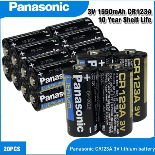 20PC PANASONIC Original CR123A CR123 123A CR 123 A123 CR17345 16340 3V Lithium Battery for Camera Flashlight dry primary cell