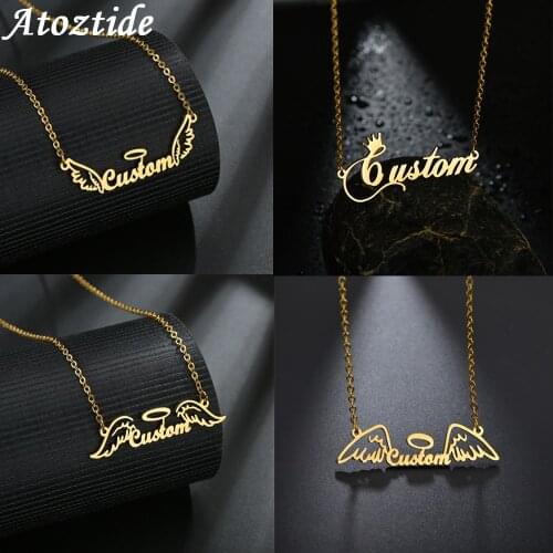 Atoztide Custom Name 18K Gold Stainless Steel Lovely Dolphin Shape Necklaces Personalized Jewelry Chain Chain for Women Gift