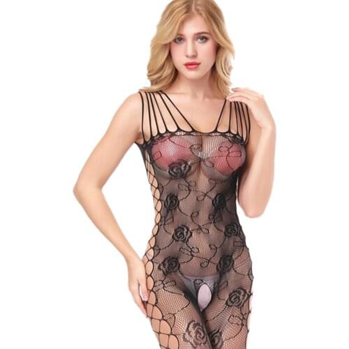 Sexy European Clothing Erotic Sling Sex Wear for Women Dress Open Crotch Net Lingeries Fishnet Bodysuit Q601