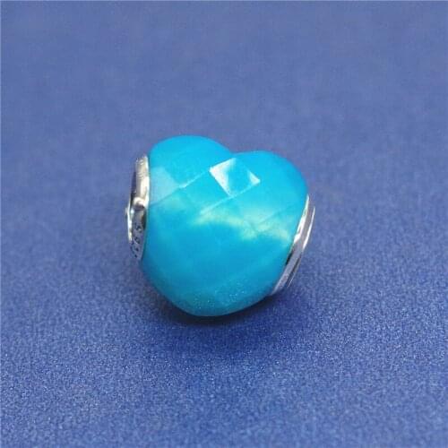 Shape of Love Charms 925 sterling Silver Blue hearts charm fit Bracelet Necklace DIY for women Memnon fine jewelry