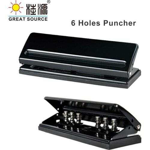 Manual Metal Puncher 6 Holes 6mm Round Document Puncher Adjust Hole Distance( 6 Holes)