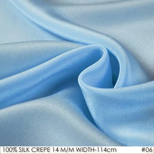 SILK CREPE DE CHINE14m/m Width45"-114cm100%Natural Silk Crepe Sewing Fabrics for Dresses Brocade Fabric 1Meters/Lot Sky Blue-06