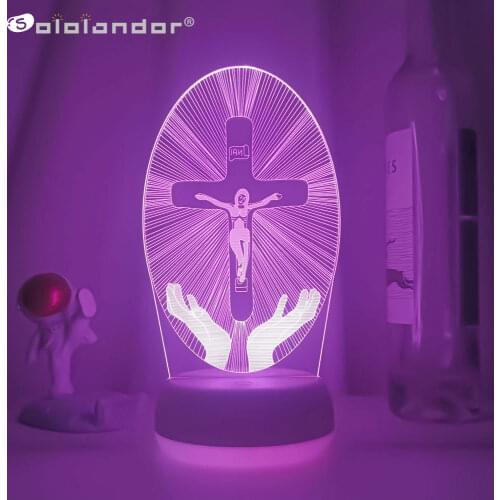 Crucifixion of Jesus Led Night Light for Church Decoration Lights Cool Gift for Christians Usb Battery Powered Room Table Lamp
